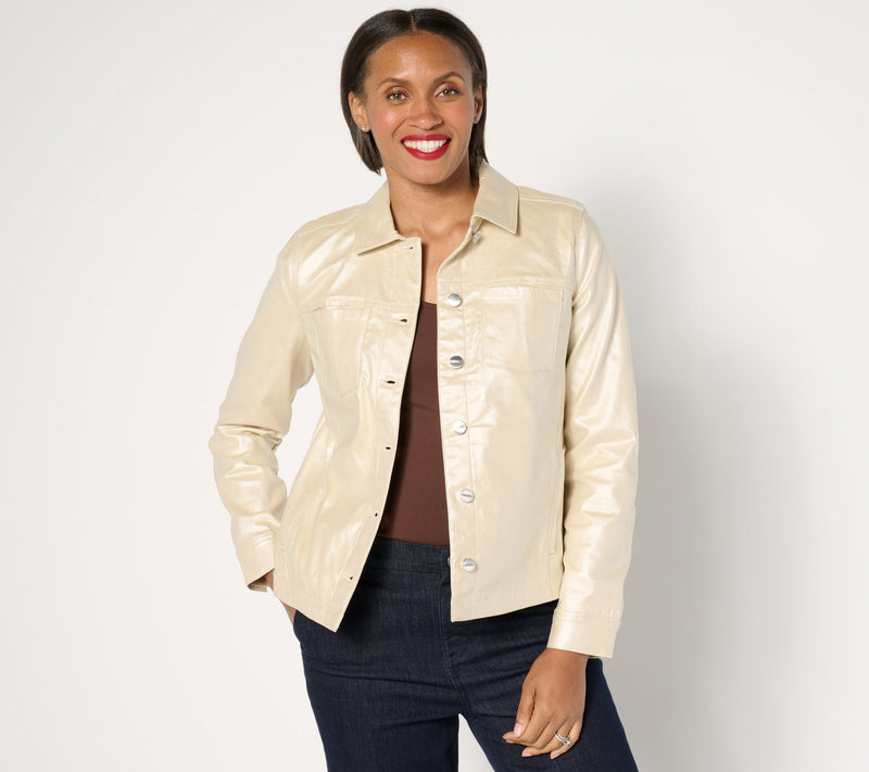 Denim & Co. Signature Coated Denim Jacket w/ Pockets — Main view