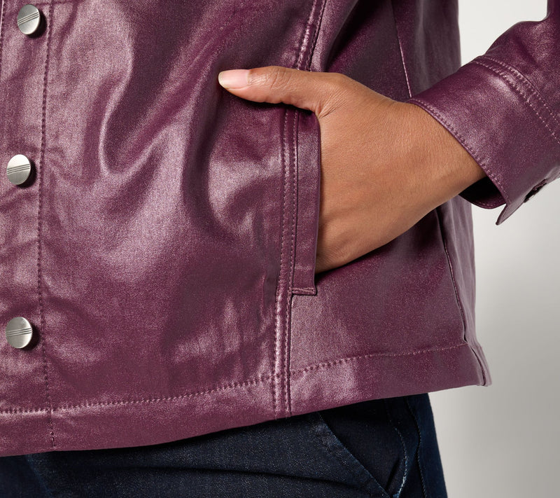 Denim & Co. Signature Coated Denim Jacket w/ Pockets — View 9