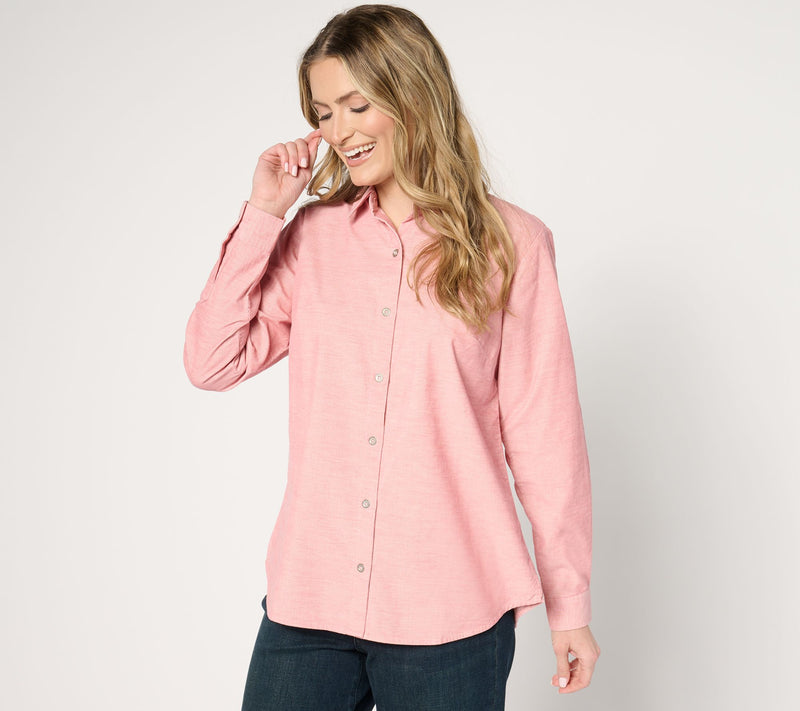 Joan Rivers Melange 100% Cotton Corduroy Button Front Shirt — View 11