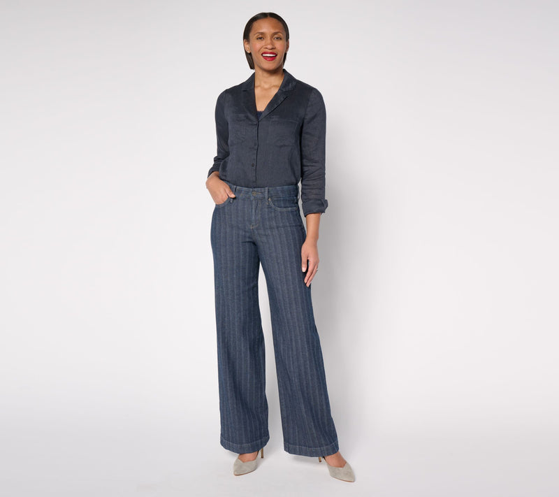 NYDJ Teresa Wide Leg Jean - Twilight Stripe — View 6