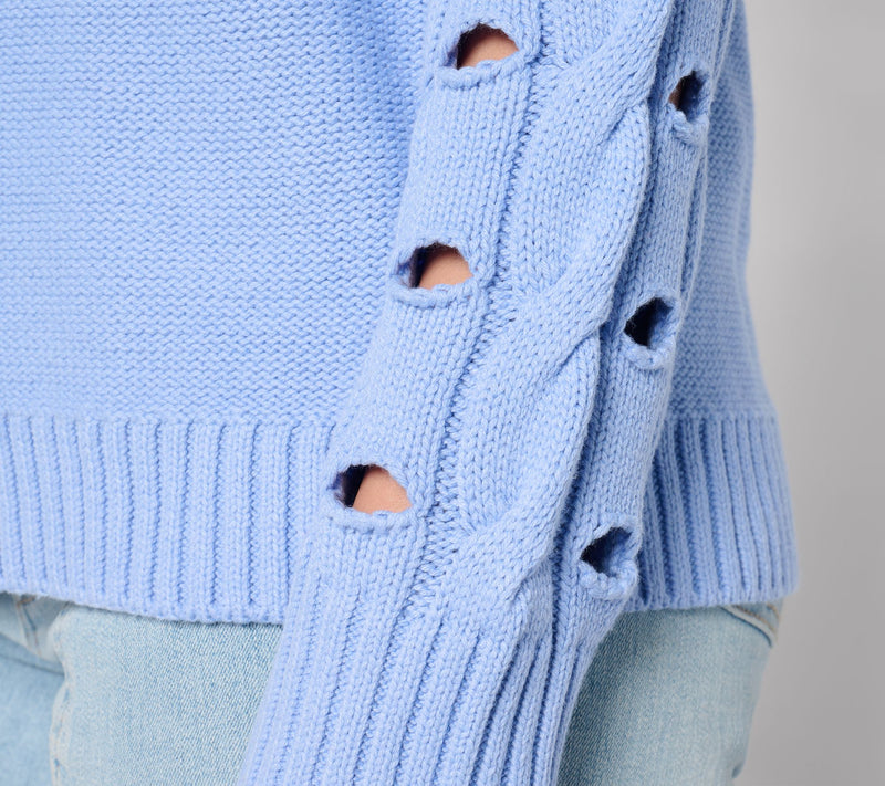 Peace Love World Crew Neck Novelty Sleeve Sweater — View 9