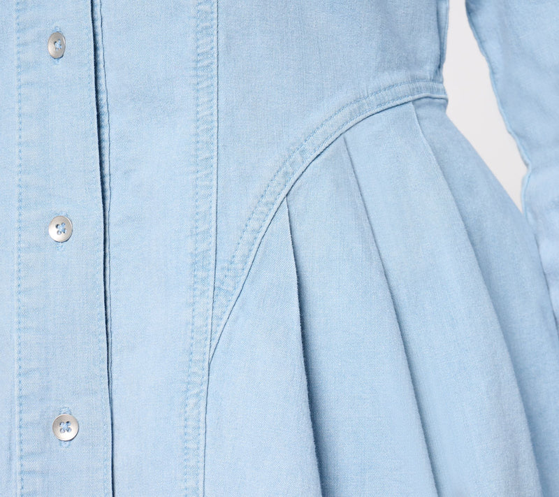 Peace Love World Black Label Denim Shirt with Novelty Seams — View 10