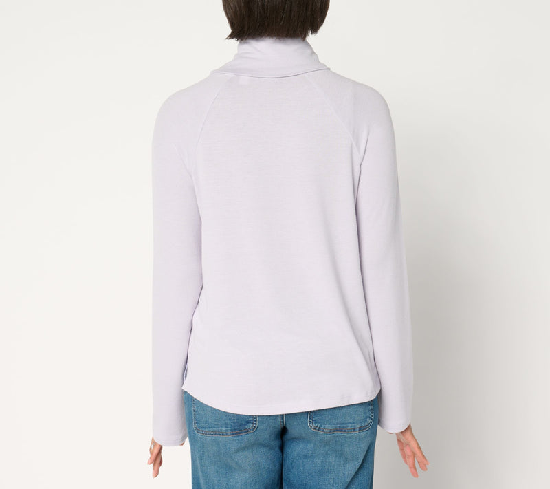 Peace Love World Mixed Media Raglan Sleeve Turtleneck Top — View 8