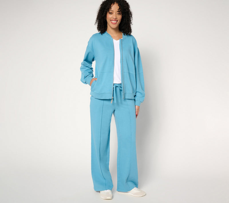Peace Love World French Terry Zip-Front Bomber Jacket — View 11