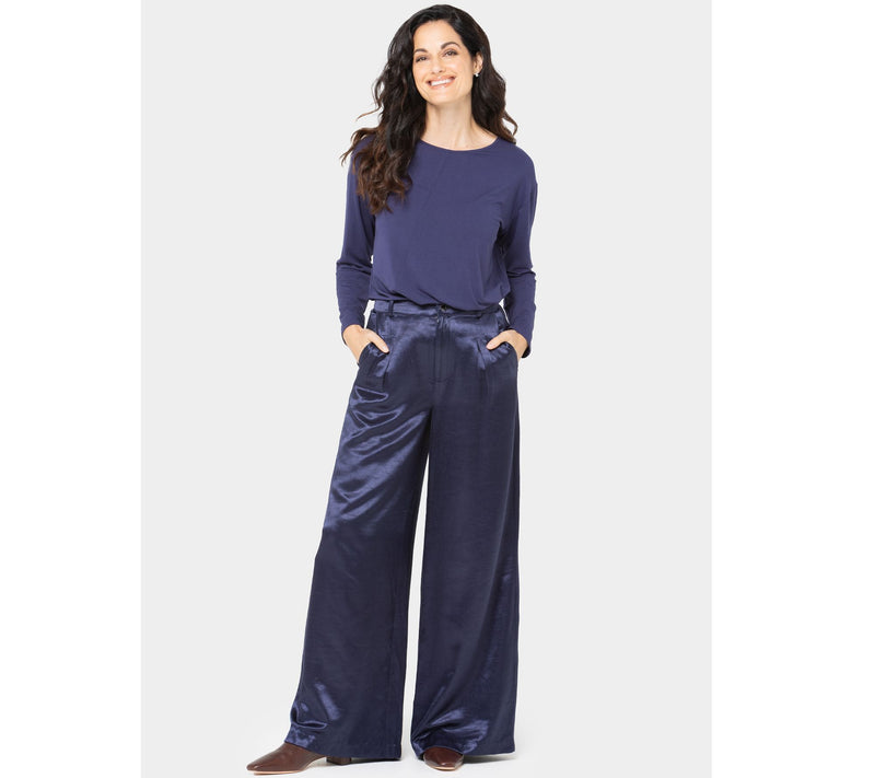Peace Love World Black Label Regular Shiny Wide Leg Trouser — View 8