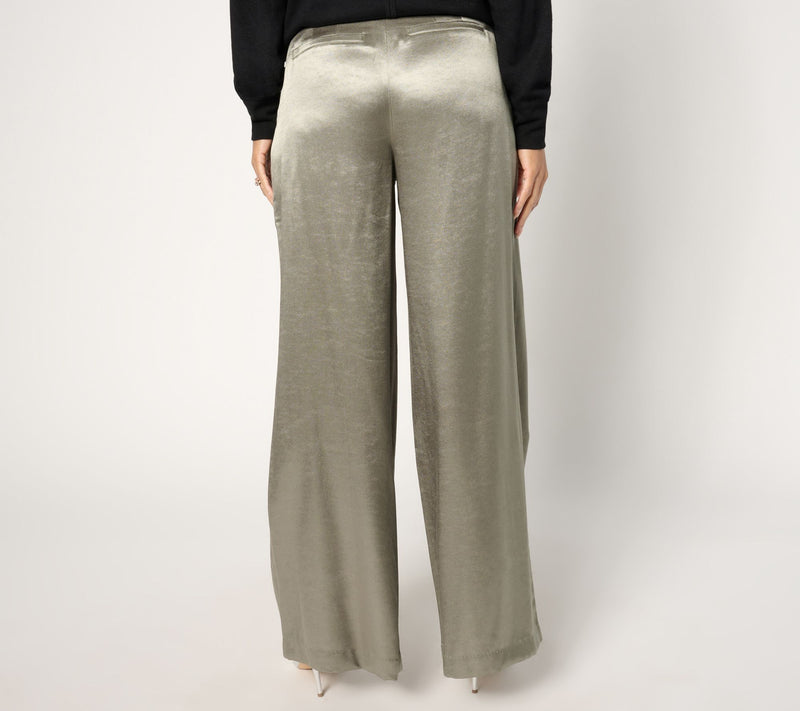 Peace Love World Black Label Regular Shiny Wide Leg Trouser — View 4