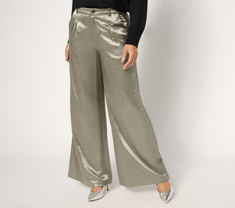 Peace Love World Black Label Regular Shiny Wide Leg Trouser — View 14