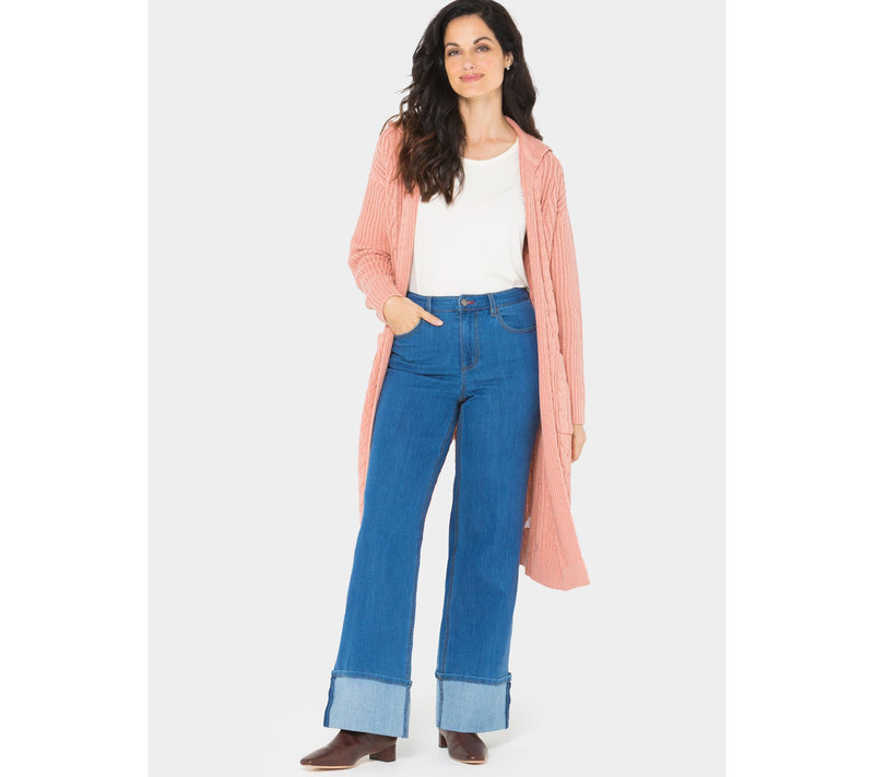 Peace Love World Petite Full Length Cuffed Jeans w/ Pintuck - Denim — View 7