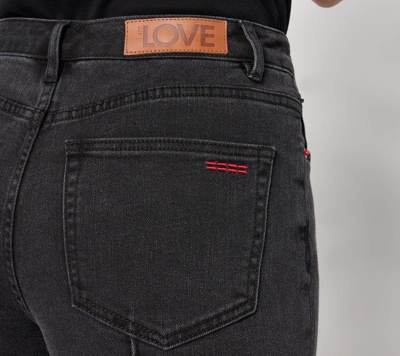 Peace Love World Petite Full Length Cuffed Jeans w/ Pintuck- Black — View 7