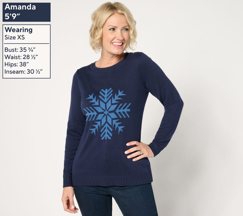Joan Rivers Snowflake Intarsia Crewneck Sweater — View 11