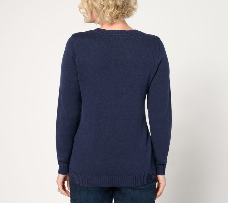 Joan Rivers Snowflake Intarsia Crewneck Sweater — View 12