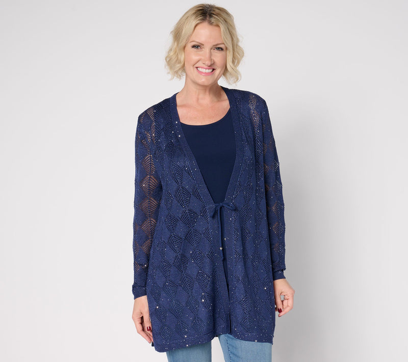 Susan Graver Soleil Open Stitch Sweater Cardigan — Main view