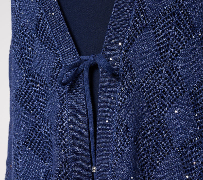 Susan Graver Soleil Open Stitch Sweater Cardigan — View 6