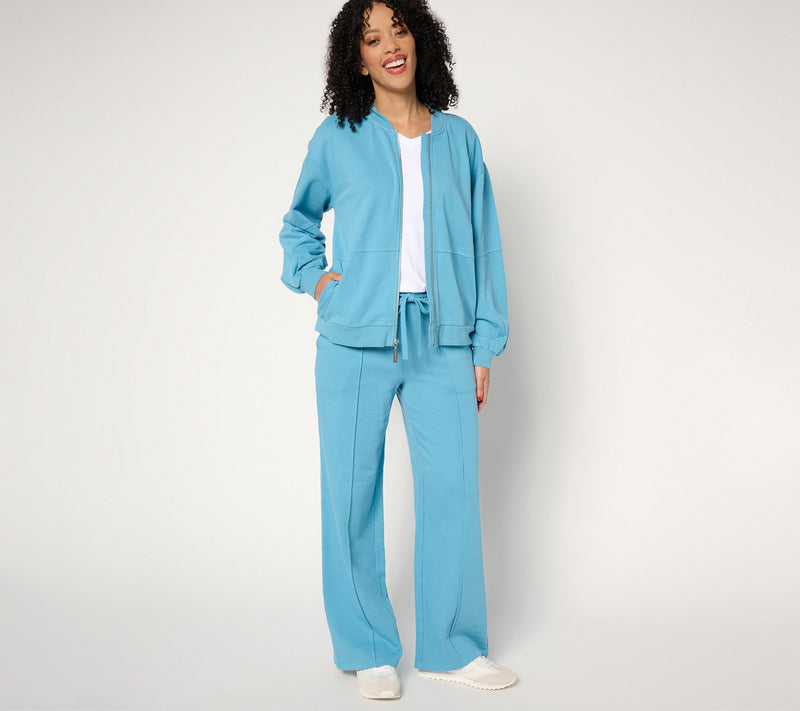Peace Love World Regular French Terry Pull-On Pintuck Pants — View 11