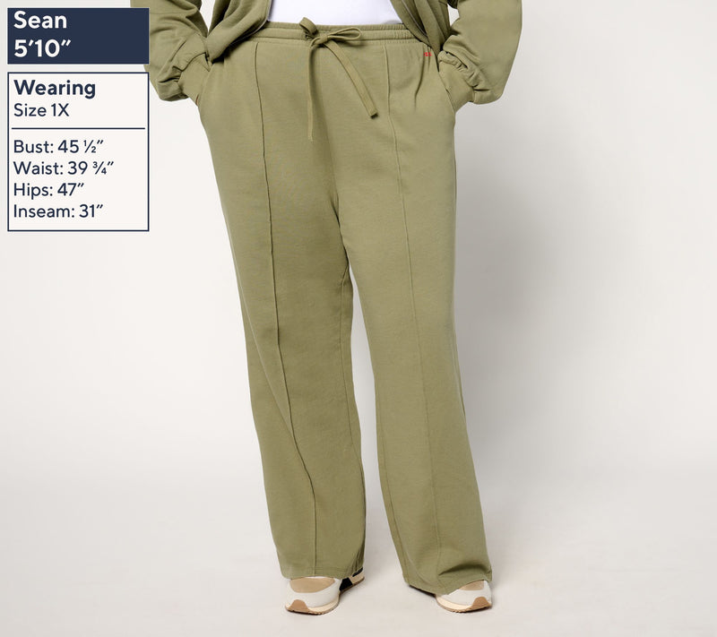 Peace Love World Petite French Terry Pull-On Pintuck Pants — View 8