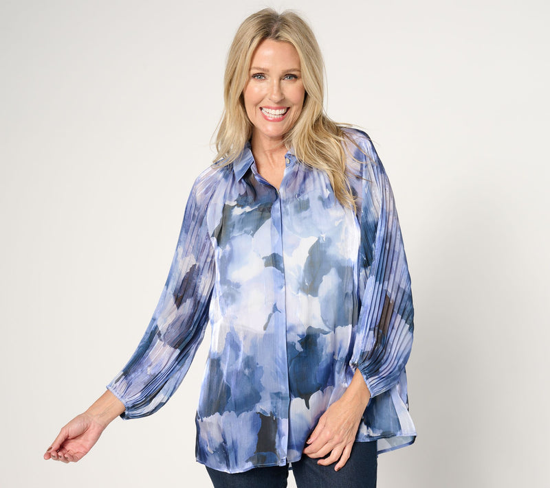 Susan Graver Regular Occasions Printed Sheer Woven Tunic — View 7