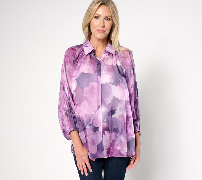 Susan Graver Regular Occasions Printed Sheer Woven Tunic — View 5