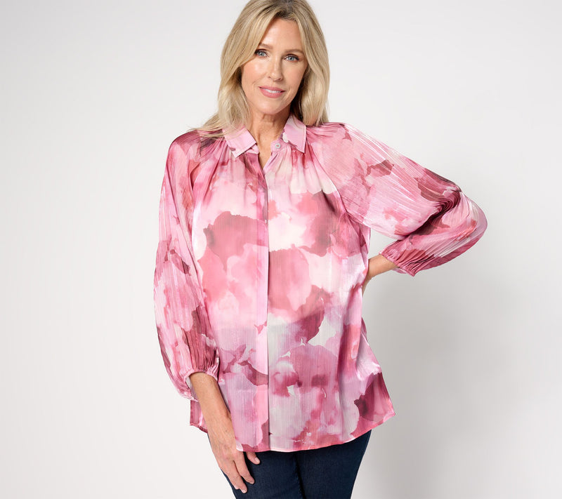 Susan Graver Regular Occasions Printed Sheer Woven Tunic — View 3