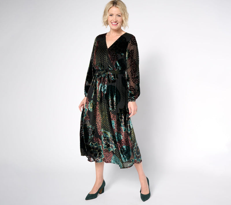 Destination 365 Regular Burnout Velvet Long Sleeve Maxi Dress — Main view