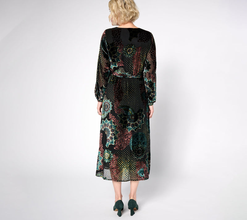 Destination 365 Petite Burnout Velvet Long Sleeve Maxi Dress — View 4