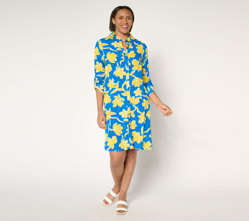 Susan Graver Soleil Woven Shirt Dress Cover-Up — View 5