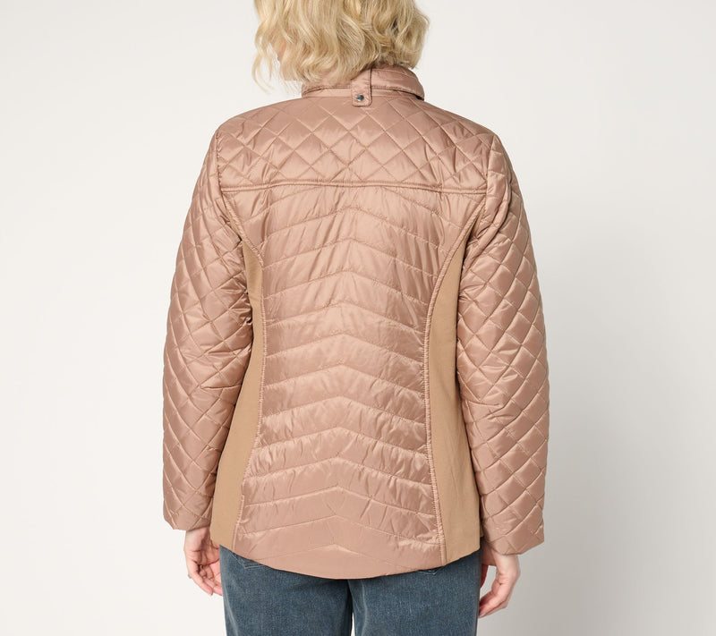 Susan Graver Quilted Jacket with Ponte Side Panels — View 10