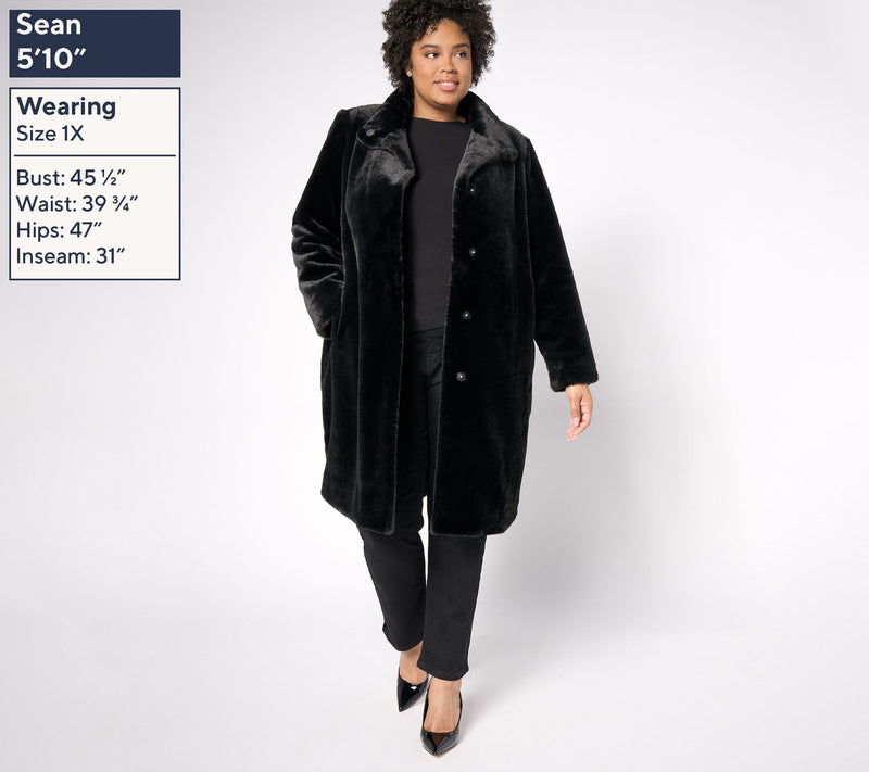 Dennis Basso Petite Faux Mink Coat w/ Convertible Collar — View 2