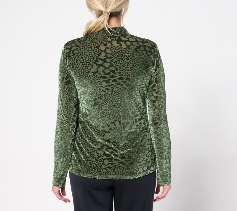 Dennis Basso Velvet Burnout Mock Neck Top — View 8
