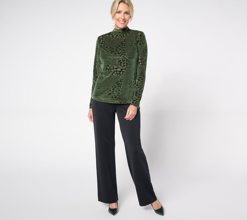 Dennis Basso Velvet Burnout Mock Neck Top — View 9