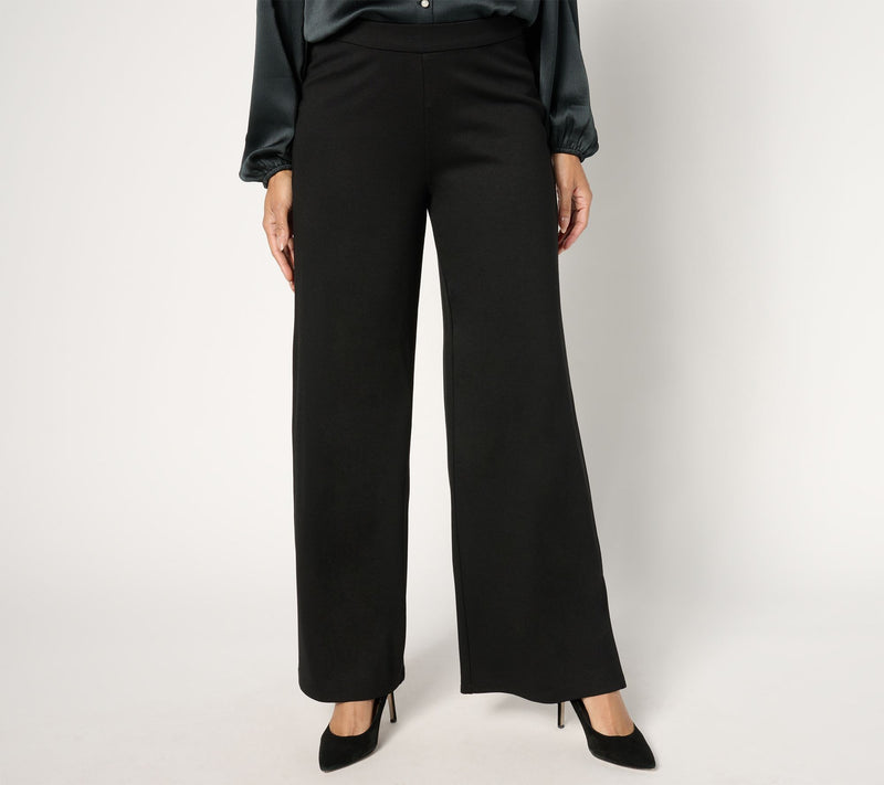 Dennis Basso Regular Drapey Ponte Wide Leg Pant — View 7