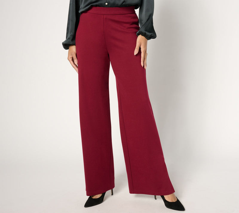 Dennis Basso Regular Drapey Ponte Wide Leg Pant — View 3