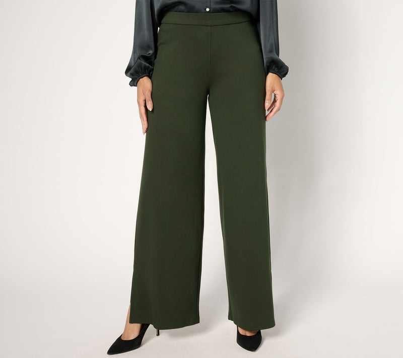 Dennis Basso Petite Drapey Ponte Wide Leg Pant — Main view