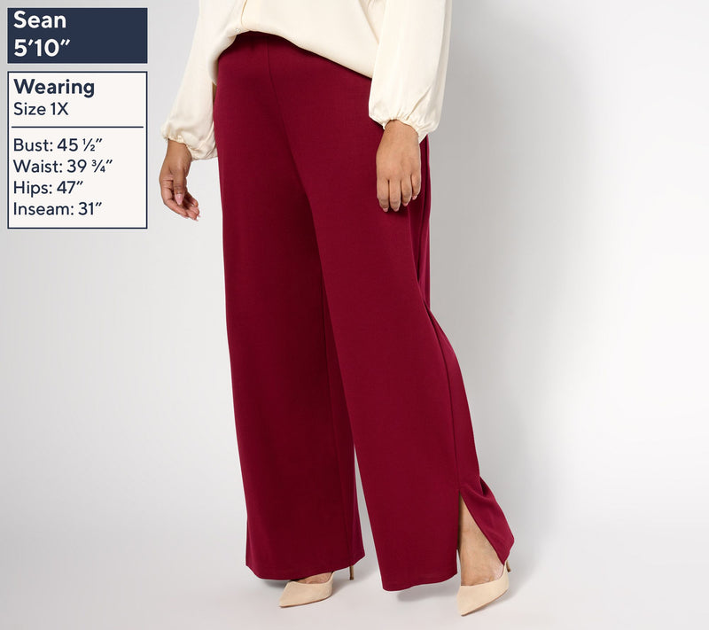 Dennis Basso Petite Drapey Ponte Wide Leg Pant — View 8