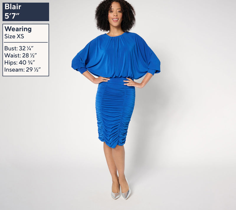 Dennis Basso Petite Italia Knit Dolman Sleeve Ruched Dress — View 9