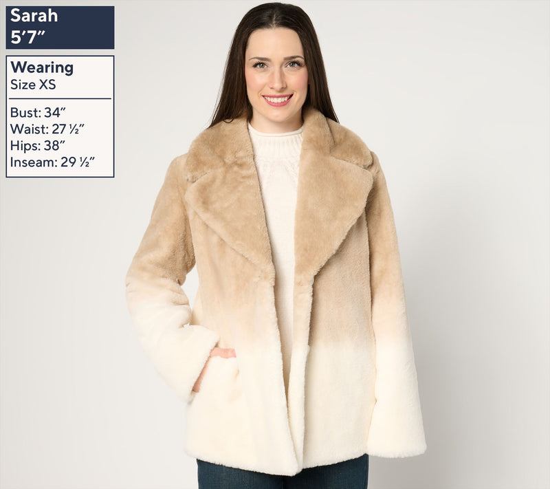 Dennis Basso Ombre Faux Fur Notch Collar Jacket — View 3