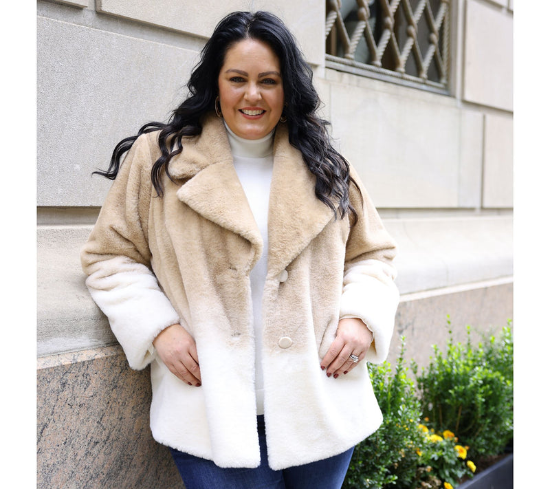 Dennis Basso Ombre Faux Fur Notch Collar Jacket — View 7