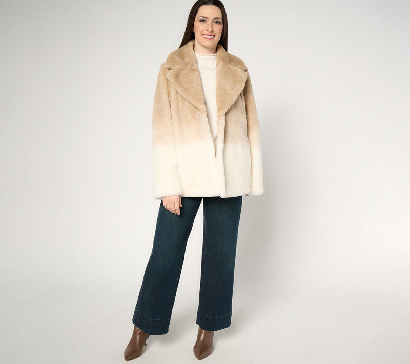 Dennis Basso Ombre Faux Fur Notch Collar Jacket — View 5
