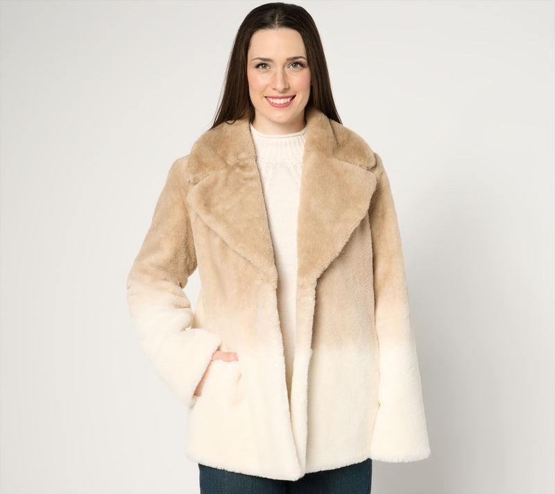 Dennis Basso Ombre Faux Fur Notch Collar Jacket — View 11