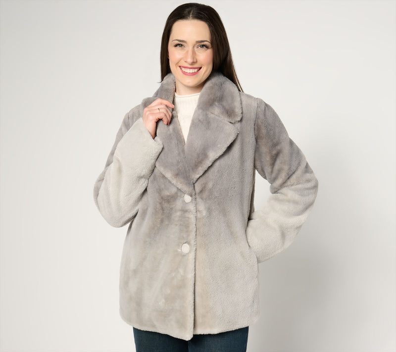 Dennis Basso Ombre Faux Fur Notch Collar Jacket — View 12