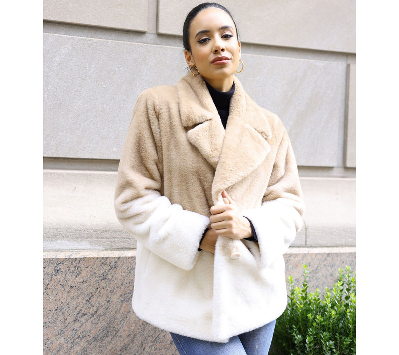 Dennis Basso Ombre Faux Fur Notch Collar Jacket — View 6