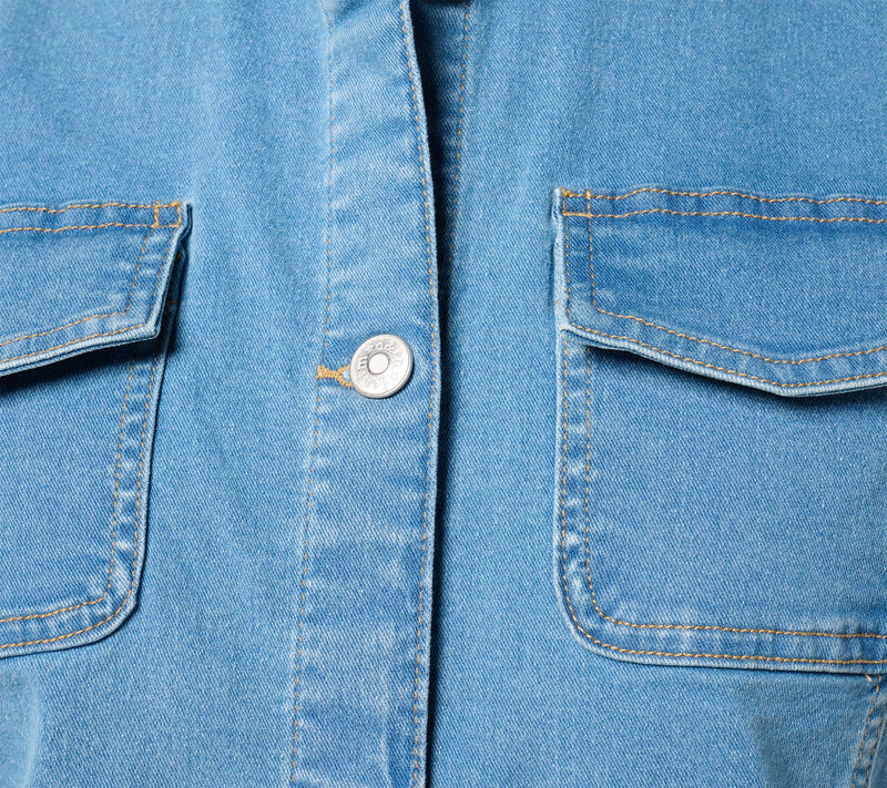 Denim & Co. Classic Stretch Indigo Denim Vest — View 6