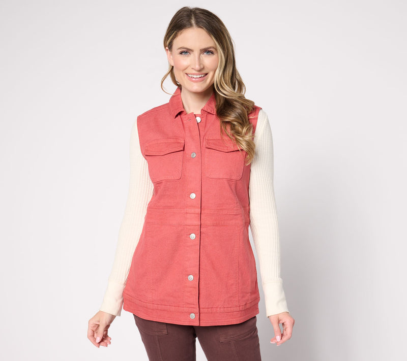 Denim & Co. Classic Stretch Color Denim Vest — View 6