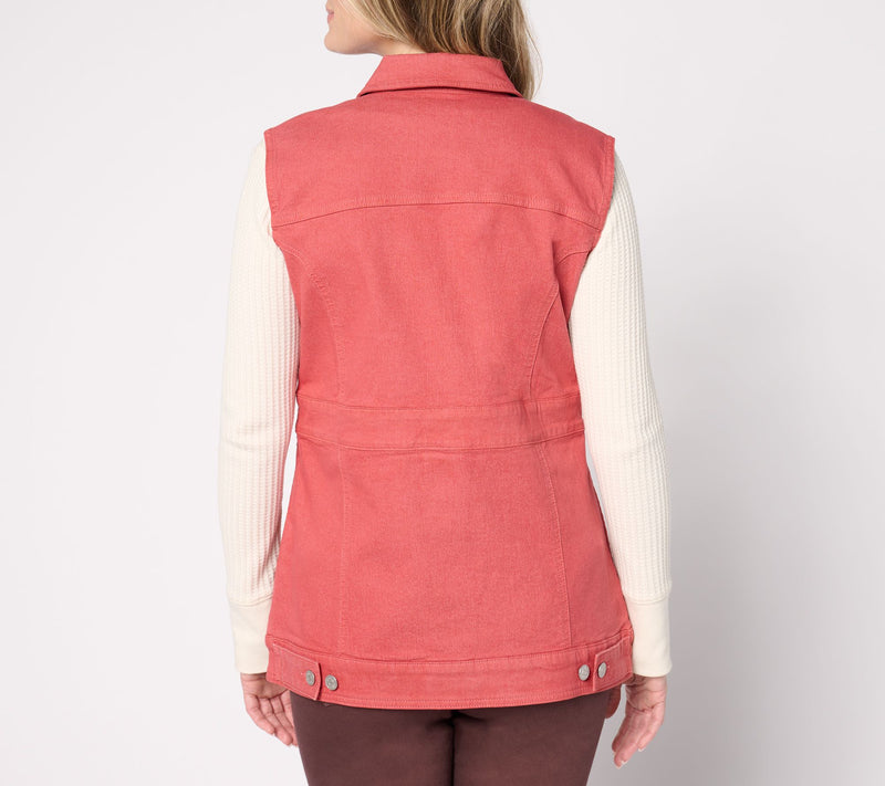 Denim & Co. Classic Stretch Color Denim Vest — View 4