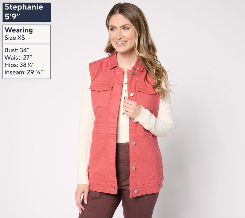 Denim & Co. Classic Stretch Color Denim Vest — View 3
