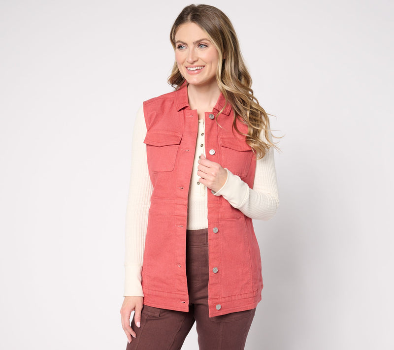 Denim & Co. Classic Stretch Color Denim Vest — View 10