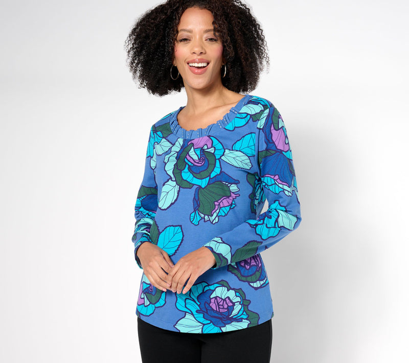 Sport Savvy Printed Knit Top with Studded Neckline — View 11