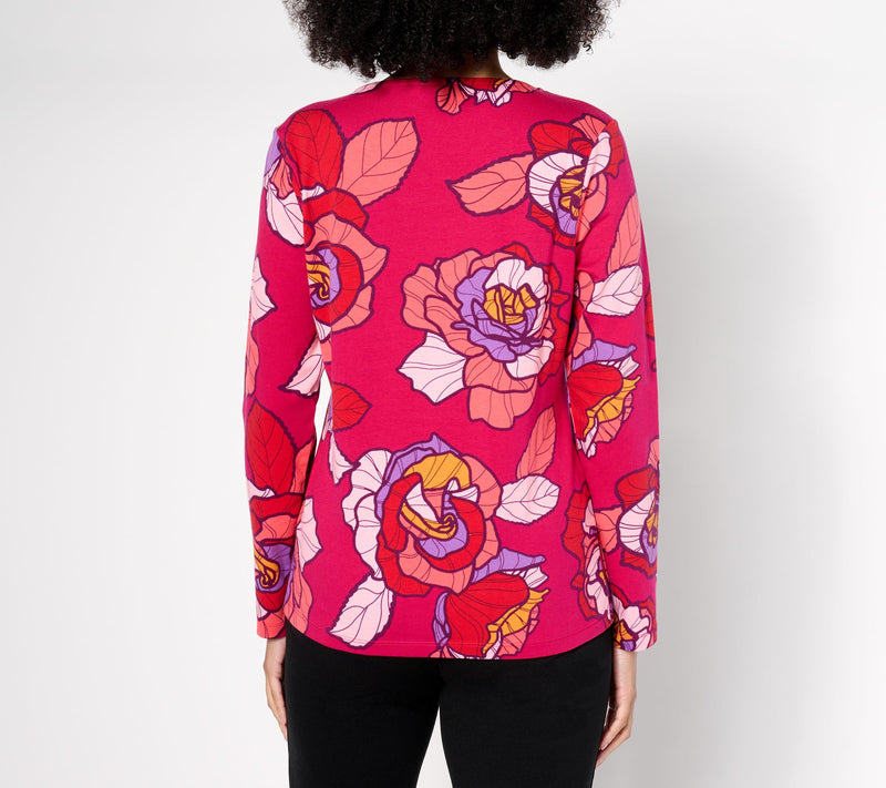 Sport Savvy Printed Knit Top with Studded Neckline — View 4