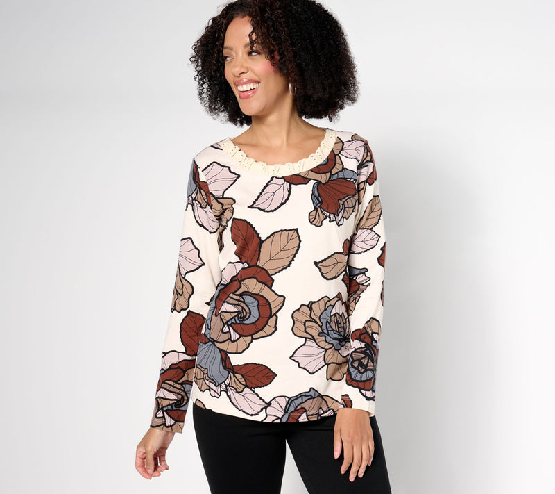 Sport Savvy Printed Knit Top with Studded Neckline — View 14
