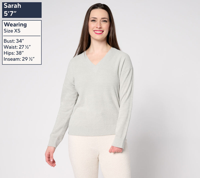 Barefoot Dreams CozyChic Ultra Lite Chevron Stitch V-Neck — View 13