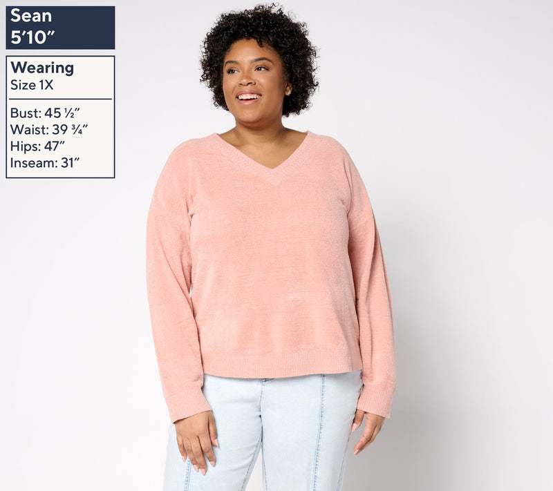 Barefoot Dreams CozyChic Ultra Lite Chevron Stitch V-Neck — View 12